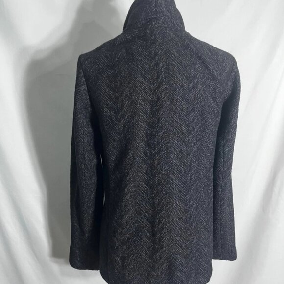 Eileen Fisher Herringbone Wool Blend Cardigan Blazer Womens Large Sweater Black - Picture 2 of 9